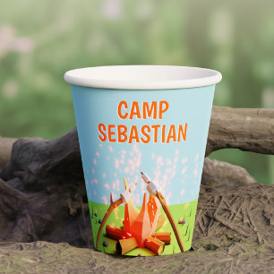 Gobelets En Papier Marshmallows Campfire Outdoors Aventure Anniversai