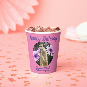 Gobelets En Papier Meerkat Avec Marguerites, Papier Coupes D'Annivers