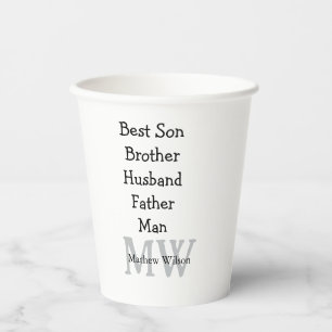 Gobelets En Papier Meilleur homme fils mari papa cite ajouter un nom