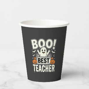 Gobelets En Papier Meilleur professeur Halloween fantôme Design_1