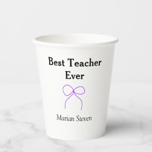 Gobelets En Papier Meilleur professeur jamais ruban violet nom appréc