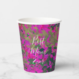 Gobelets En Papier Meilleure Maman Jardin Floral Rose Jamais Peint À 