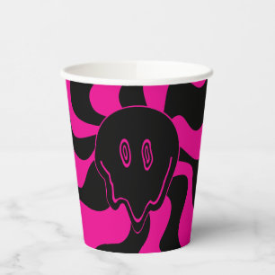 Gobelets En Papier Melt de sourire - Magenta et noir