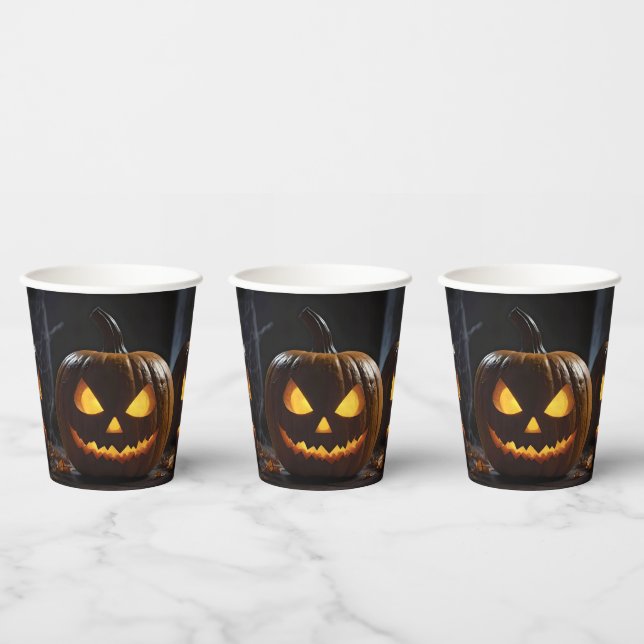 Gobelets En Papier Menacer Citrouille Halloween, (Multi)