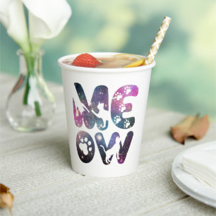 Gobelets En Papier Meow - Cute Cat Silhouettes et Empreintes de patte