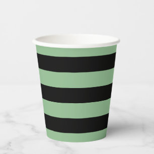 Gobelets En Papier Mer sombre Vert et Noir Grandes bandes horizontale