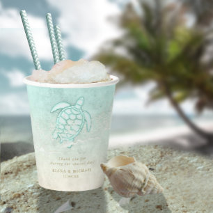 Gobelets En Papier Merci de mariage Sea Foam Beach ID837