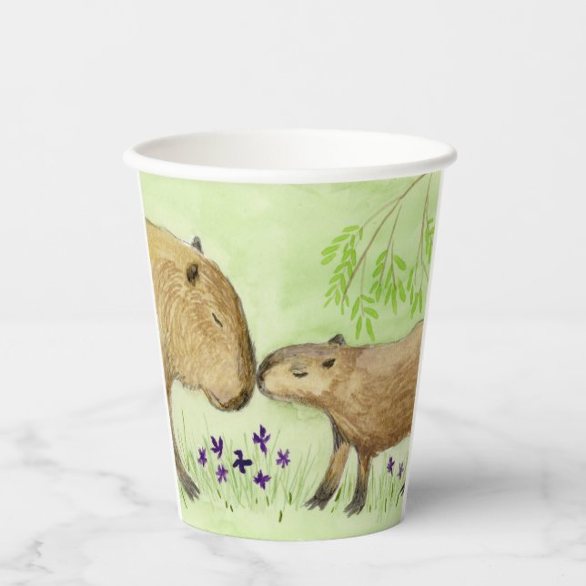 Gobelets En Papier Mère et bébé Capybara (Recto)