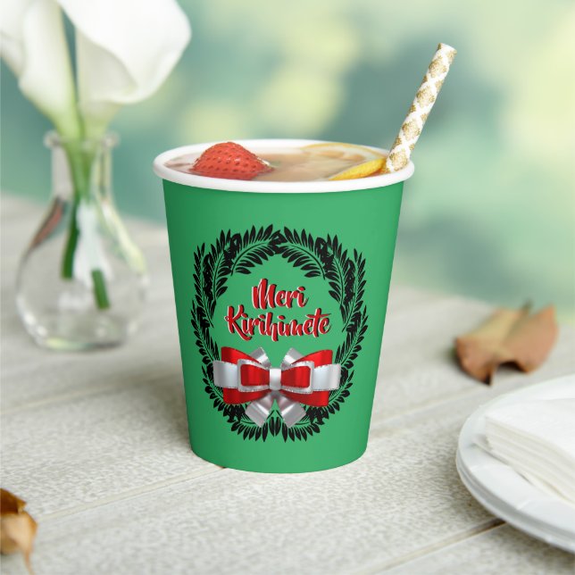 Gobelets En Papier Meri Kirihimete Maori pour Joyeux Noël (Insitu)