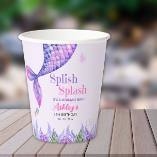 Gobelets En Papier Mermaid Birthday Party Cups for Girls