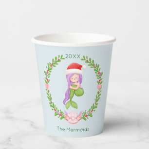 Gobelets En Papier Mermaid Père Noël Noël