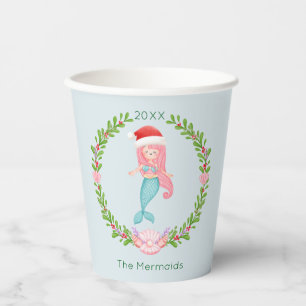 Gobelets En Papier Mermaid Père Noël Noël