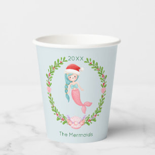 Gobelets En Papier Mermaid Père Noël Noël