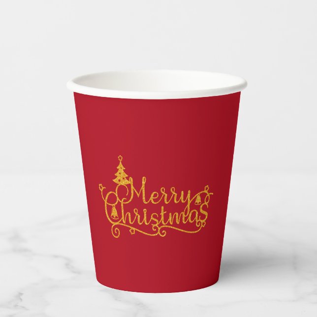 Gobelets En Papier Merry Christmas  (Recto)