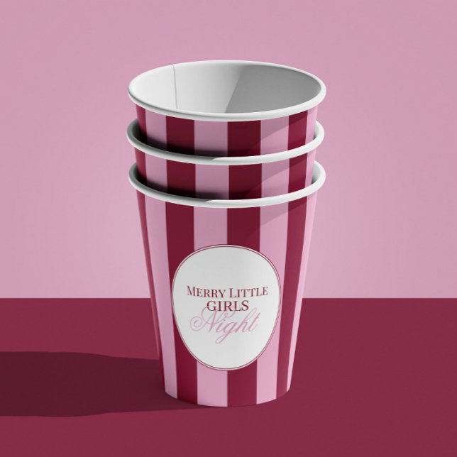 Gobelets En Papier Merry little red stripe Christmas Party Cups (Créateur téléchargé)