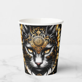 Gobelets En Papier Merveilleux chat noir or.