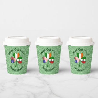 Gobelets En Papier Mexico Ireland USA Shamrock Personalized Text