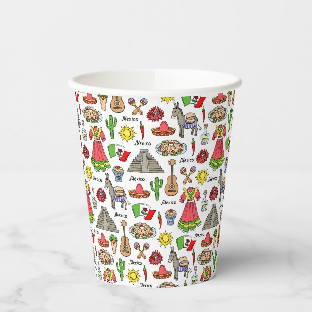 Gobelets En Papier Mexique | Motif de symboles (Gauche)