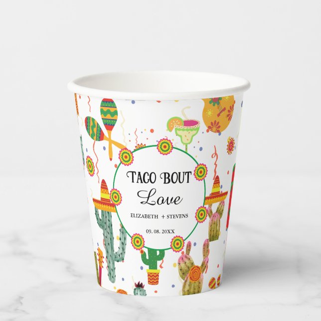 Gobelets En Papier Mexique Taco Bout Amour Fête des mariées Fête Favo (Recto)
