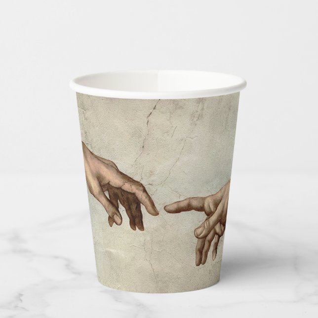 Gobelets En Papier Michaelangelo mains création adam dieu (Gauche)