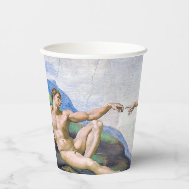 Gobelets En Papier Michelangelo - Création d'Adam, Chapelle Sixtine (Recto)