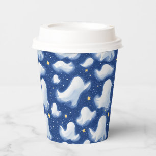 Gobelets En Papier Mignon Caprice Bleu Blanc Fantôme Halloween Nuit