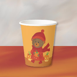 Gobelets En Papier Mignon Ours d'Automne avec Coupe en Papier Citroui