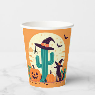 Gobelets En Papier Mignon, sud-ouest Halloween désert/cactus