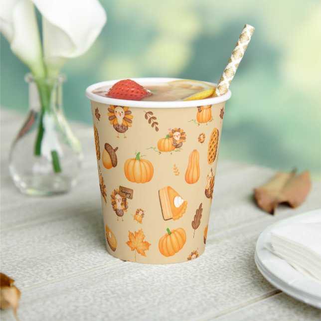 Gobelets En Papier Mignon Thanksgiving Turquie Motif (Insitu)