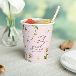 Gobelets En Papier Mignonne Daisy Wild Oh Baby Girl Baby shower
