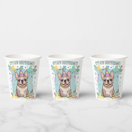 Gobelets En Papier Mignonne French Bulldog Pastel C'est mon anniversa