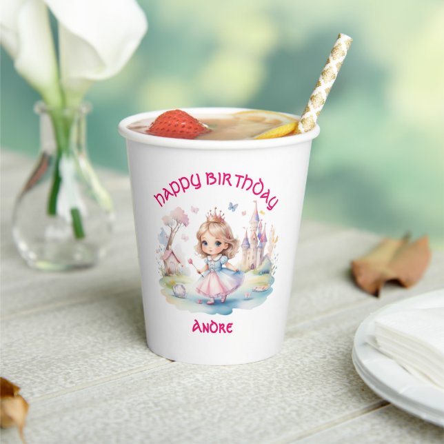 Gobelets En Papier Mignonne Princesse dans Whimsical Wonderland tasse (Insitu)