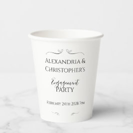 Gobelets En Papier Minimal Black and White Script Engagement Party