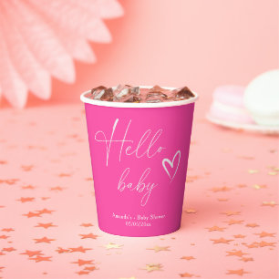 Gobelets En Papier Minimaliste Simple Rose Bonjour Bébé