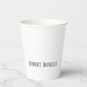 Gobelets En Papier Minimaliste uni noir et blanc moderne uni