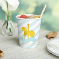 Mint Carousel Cheval Anniversaire Party Paper Cup