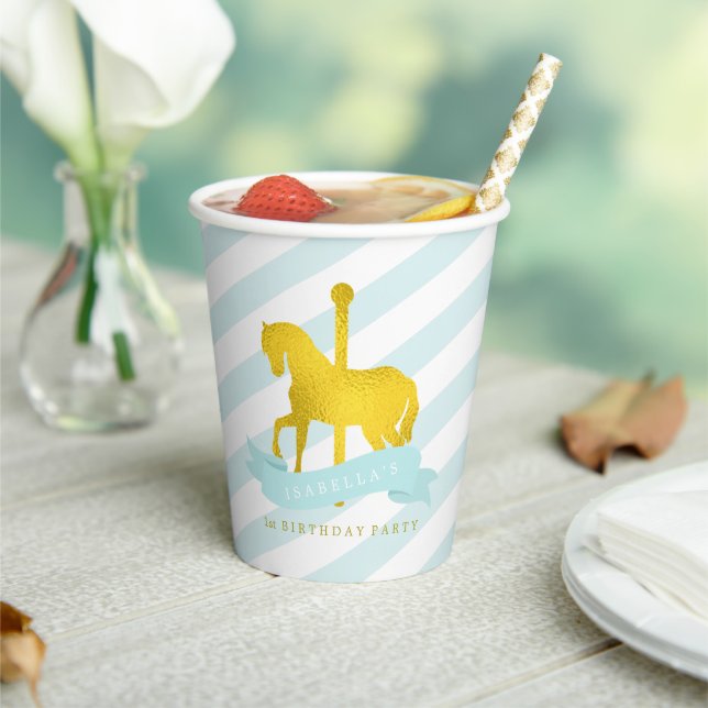 Gobelets En Papier Mint Carousel Cheval Anniversaire Party Paper Cup (Insitu)