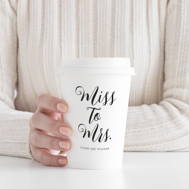 Gobelets En Papier Mlle à Mme Modern Fête des mariées Bachelorette (Miss to mrs paper cup personalised with the bride's name, perfect for bachelorette party or weekend)