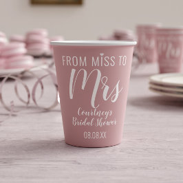 Gobelets En Papier Mlle à Mme Pink Fêtes des mariées tasses de papier