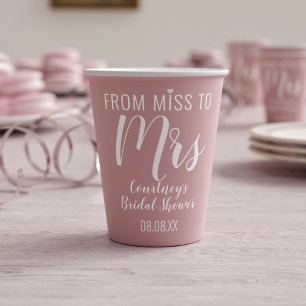Gobelets En Papier Mlle à Mme Pink Fêtes des mariées tasses de papier