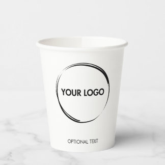 Gobelets En Papier Modèle de logo d'entreprise personnalisé blanc