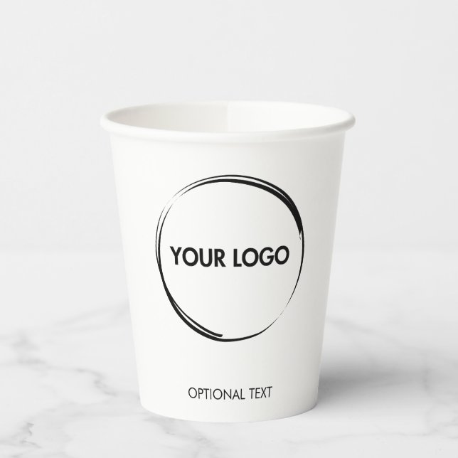 Gobelets En Papier Modèle de logo d'entreprise personnalisé blanc (Gauche)