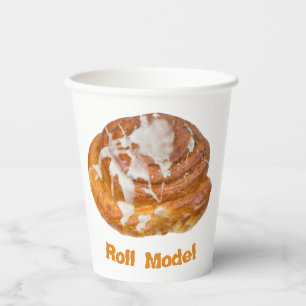 Gobelets En Papier Modèle de rouleau de cannelle à pain
