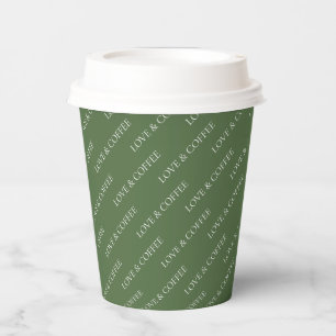 Gobelets En Papier Modèle de texte personnalisé minimaliste vert forê