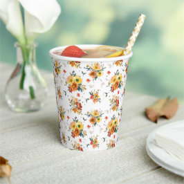 Gobelets En Papier Modèle floral automne