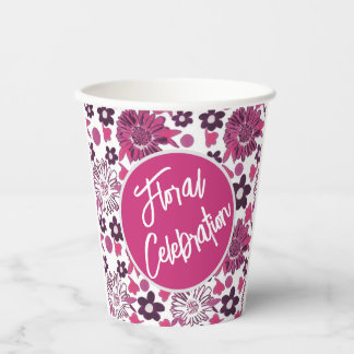 Gobelets En Papier Modèle floral élégant unique