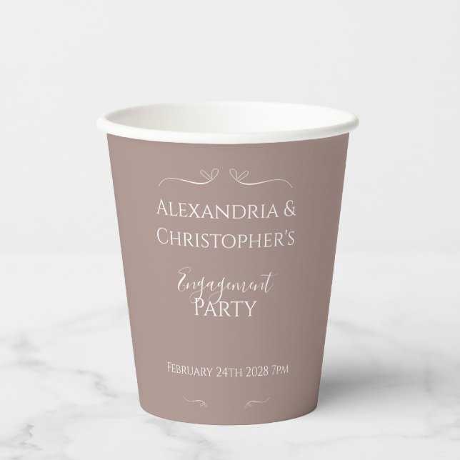 Gobelets En Papier Modern Chic Wedding Engagement Party (Recto)