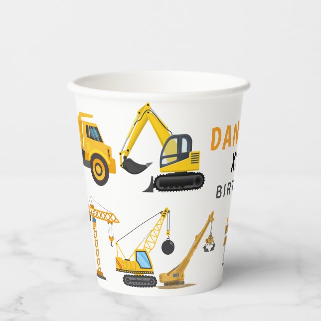 Gobelets En Papier Modern Construction Simple Kid's Birthday (Recto)