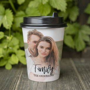Gobelets En Papier Modern Couple Collage Photo & charmant Cadeau Fami