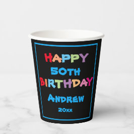 Gobelets En Papier Moderne 50e anniversaire Personnalisé Nom Cool